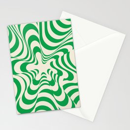 Abstract Groovy Retro Liquid Swirl in Green Pattern Stationery Card