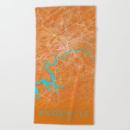 Knoxville, TN, USA, Gold, Blue, City, Map Beach Towel