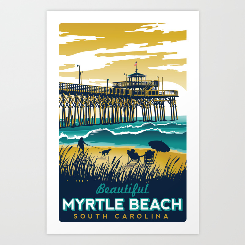 Myrtle Beach South Carolina United States Retro Travel Art Deco Poster Print 