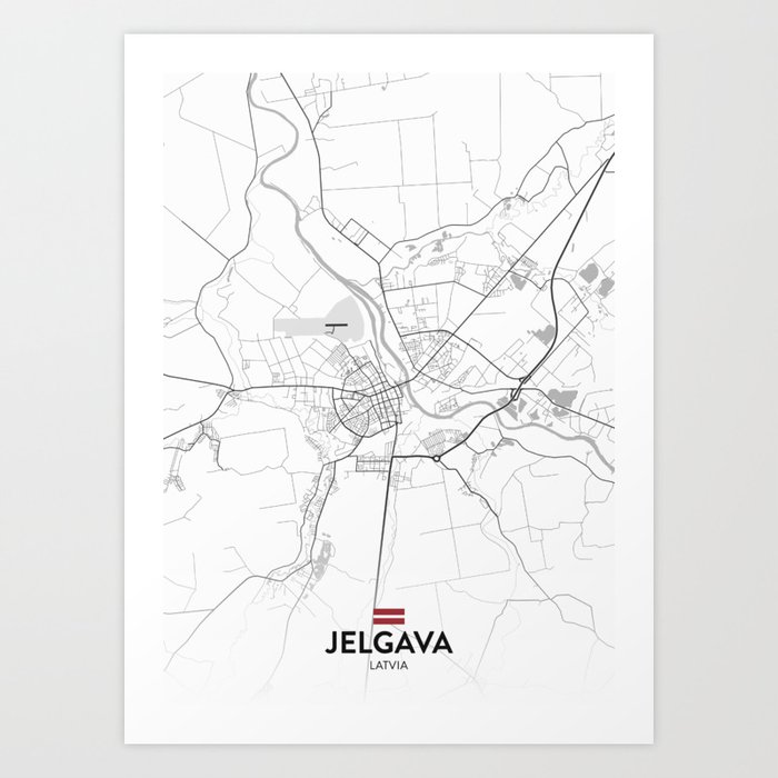 Jelgava, Latvia - Light City Map Art Print
