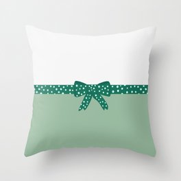 Cute Girly Green Polka Dot Bow Throw Pillow