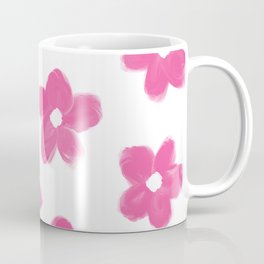 Preppy Pink Flowers Minimalist Pattern Mug