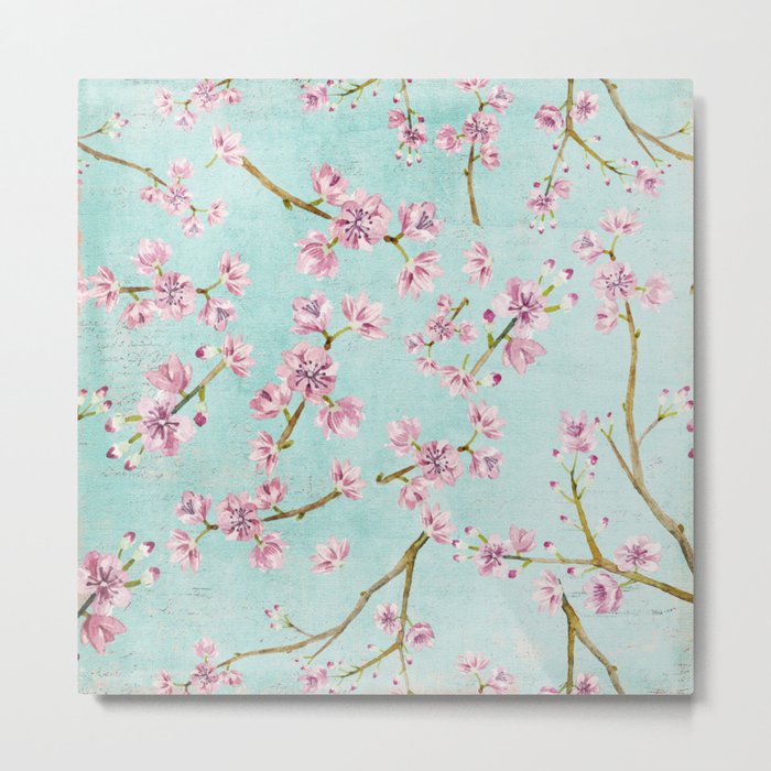 Spring Flowers - Cherry Blossom Pattern Metal Print