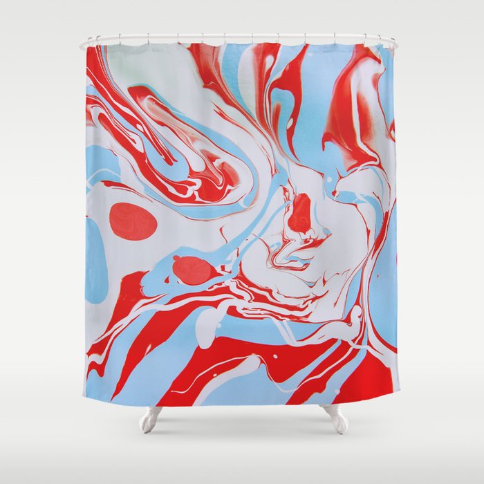 Swirl of red and blue Shower Curtain