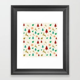 Christmas Pattern Retro Tiny Items Framed Art Print
