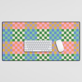 Retro pastel checker board square pattern Desk Mat