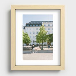 Bike rider in Copenhagen city center | Danish travel photography | Fine art travel print Recessed Framed Print