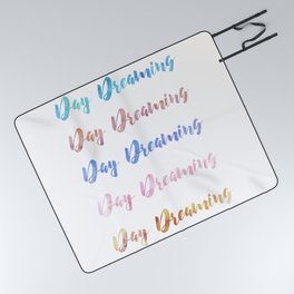 Day Dreaming Watercolour Typography Art Print Picnic Blanket