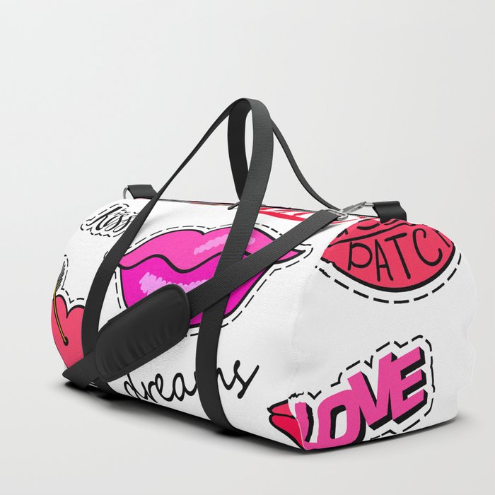 Lips of Love: High Fashion Fine Art with Fashion Patch Badges Set Duffle Bag