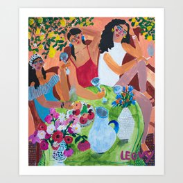 with the girls Art Print