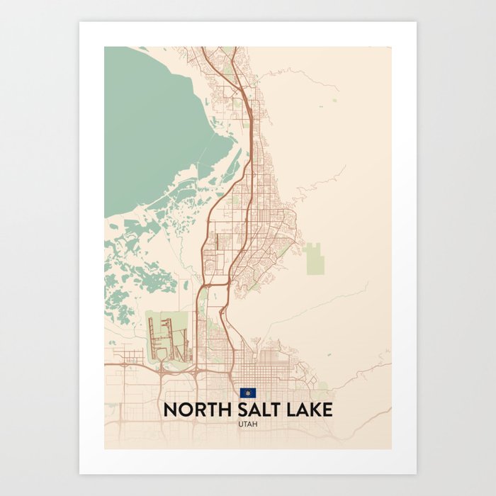 North Salt Lake, Utah, United States - Vintage City Map Art Print