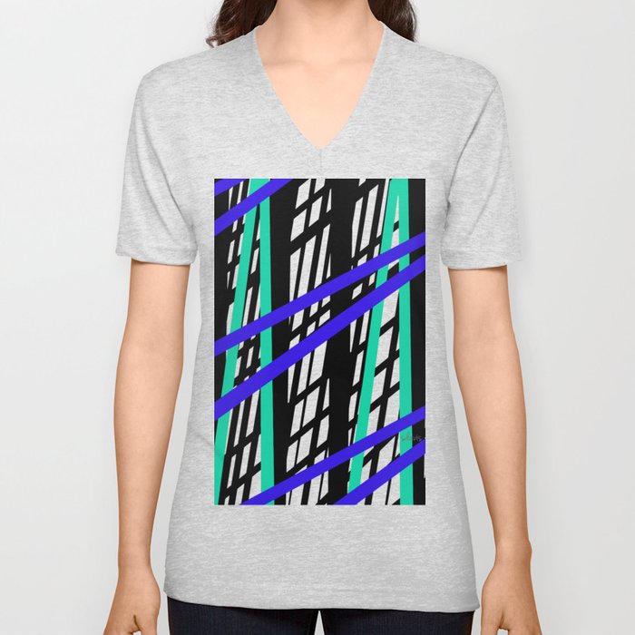 Geometric Abstract 63022 V Neck T Shirt