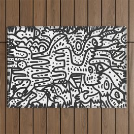 The cool  king Black and white Street Art Graffiti Outdoor Rug