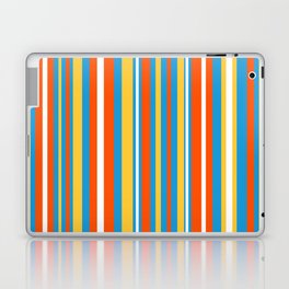 Retro Modern Vertical Stripe Pattern Orange Blue Yellow White Laptop Skin