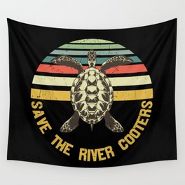 Save The River Cooters Vintage Turtle Wall Tapestry
