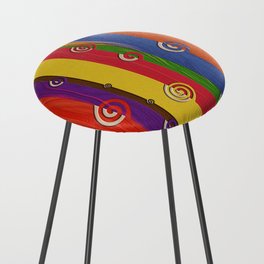 Spirals on Striped Wood Counter Stool