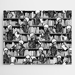 Bookish Public Library Skeleton Goth Librarian Books Pattern Jigsaw Puzzle