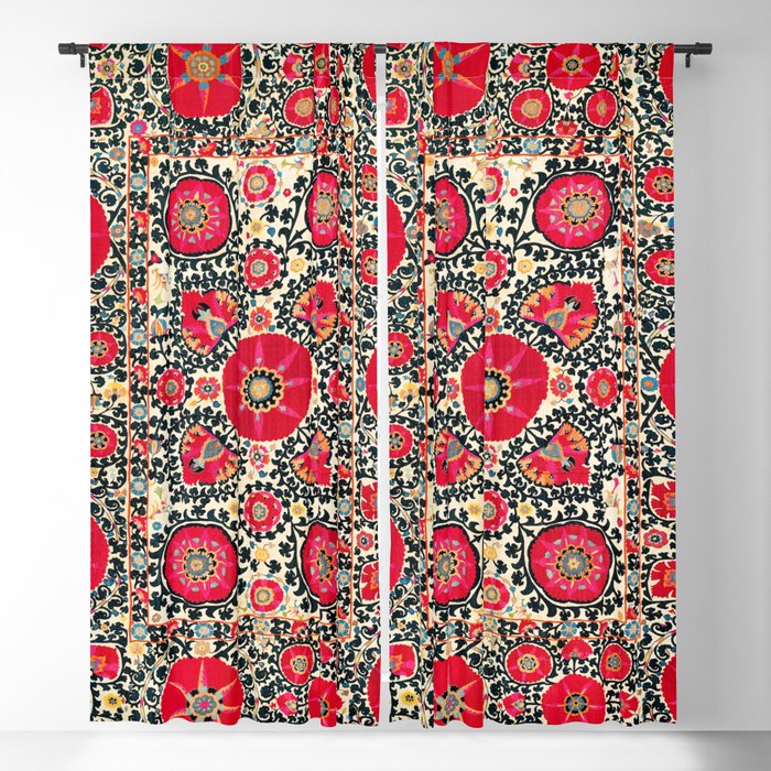 Shakhrisyabz Suzani Uzbek Embroidery Print Blackout Curtain