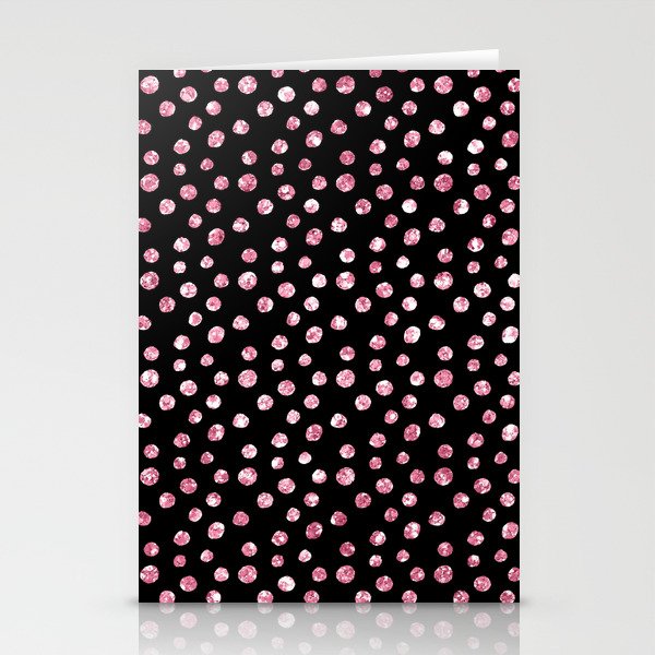 Black Pink Spots Pattern Stationery Cards