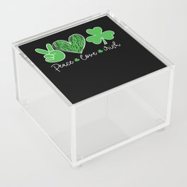 St Patricks Day Women Peace Love Irish Acrylic Box