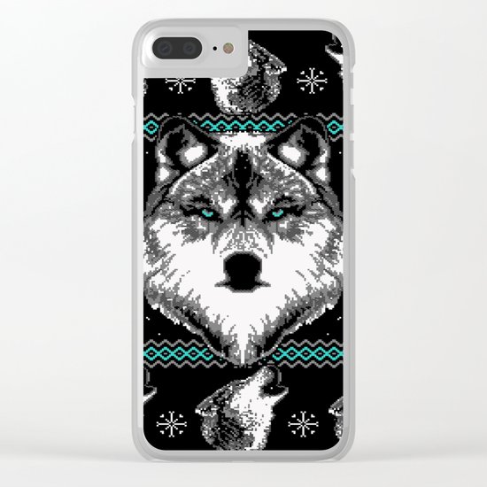Merry Wolfmas Clear iPhone Case