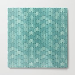 Turquoise Geometric Deco Pattern / Aqua Waves Metal Print