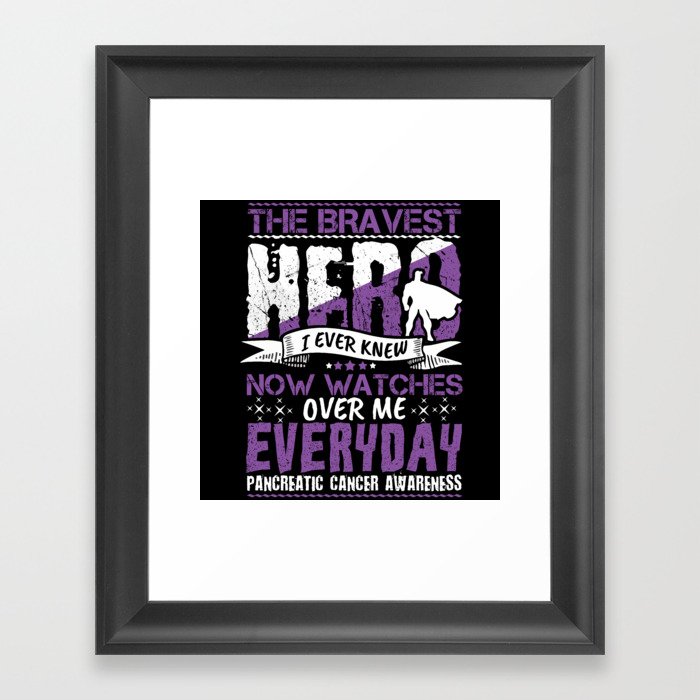 Bravest Hero Purple Pancreatic Cancer Awareness Framed Art Print