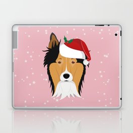 Christmas Collie Face Laptop Skin