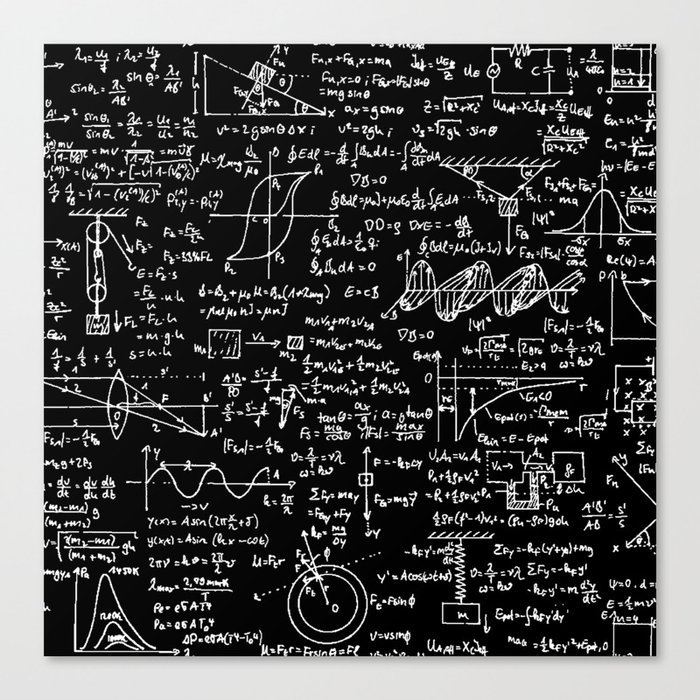 Physics Equations on Chalkboard Canvas Print