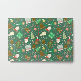 Baking Up Warm Wishes Metal Print | Christmastree, Baking, Reindeer, Santa, Christmascookies, Green, Gingerbreadman, Holiday, Christmas, Drawing 