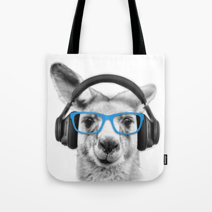 Kangaroo, funny kangaroo, cute animal, sunglasses, headphones Tote Bag