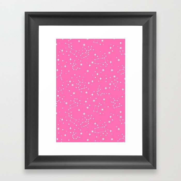 Hot Pink Constellations Framed Art Print