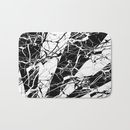 Rays Of Marble - Black and White, marble textured, abstract art Bath Mat