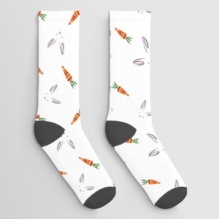 Cute rabbit,Easter,carrots pattern  Socks