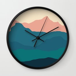 Sunset rolling mountains Wall Clock