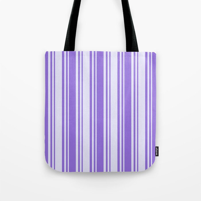Purple and Lavender Colored Striped Pattern Tote Bag