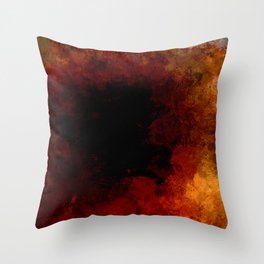 Abstract dark splashed red orange brown Throw Pillow