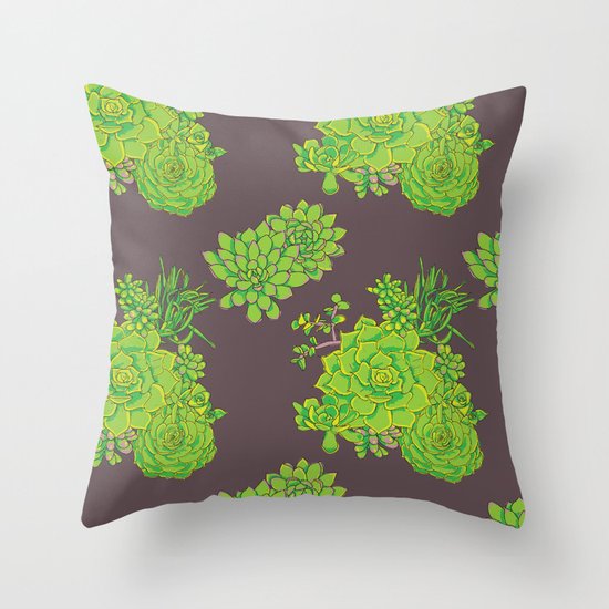 Succulent Pattern Throw Pillow