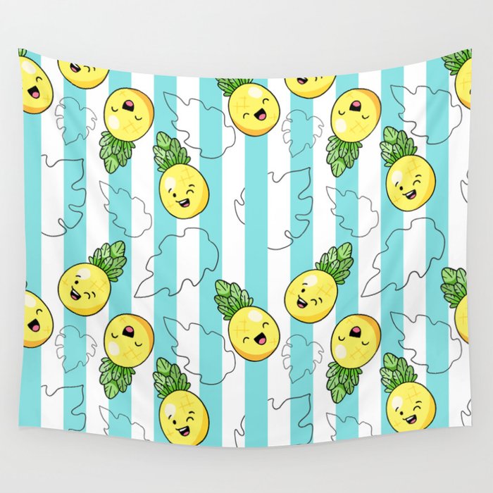 Cute smiling pineapple, summer Wall Tapestry