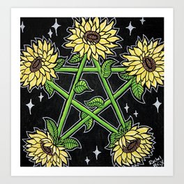 Sunflower Pentagram Art Print