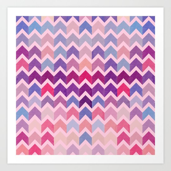Watercolor Chevron Pattern II Art Print