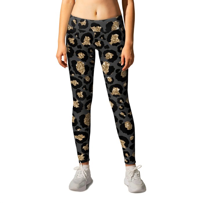 Golden Rose pattern leggings for women