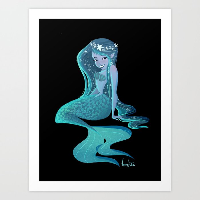 Blue Mermaid Art Print by Vivianne du Bois | Society6