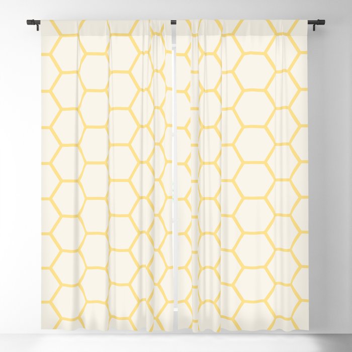 Pale Yellow Honeycomb Pattern Blackout Curtain