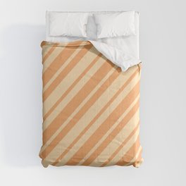 [ Thumbnail: Tan and Brown Colored Lined Pattern Comforter ]
