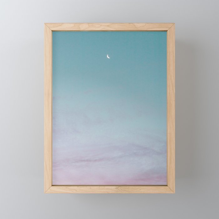 Early Morning Sky With The Moon Framed Mini Art Print