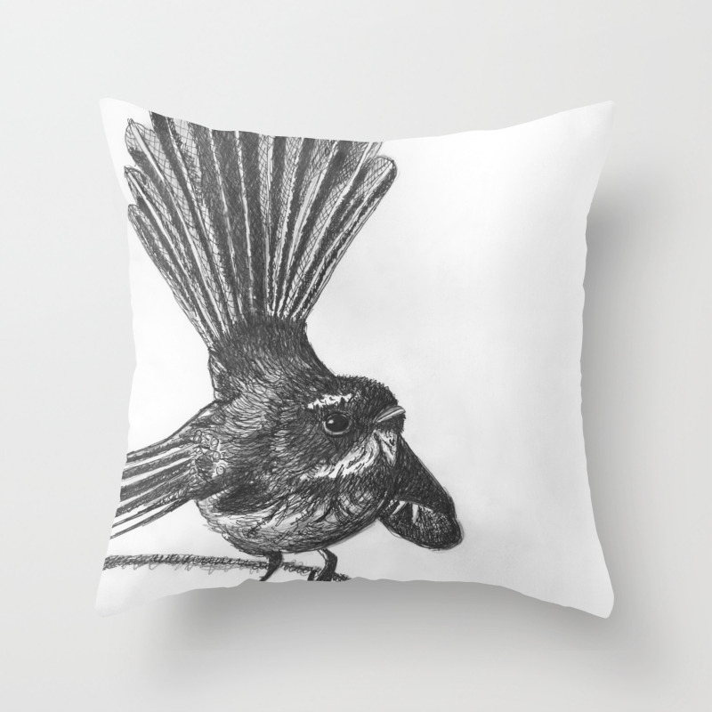 New Zealand Fat Fuzzy Fantail Throw Pillow By Sally Hart Society6
