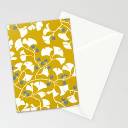 Asia Ginkgo Leaves white ´n mustard Stationery Card