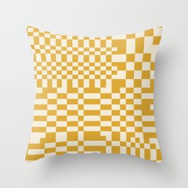 Checkerboard Pattern - Yellow Throw Pillow