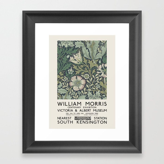 William Morris - Exhibition poster for The Victoria and Albert Museum, London, 1934 Framed Art Print